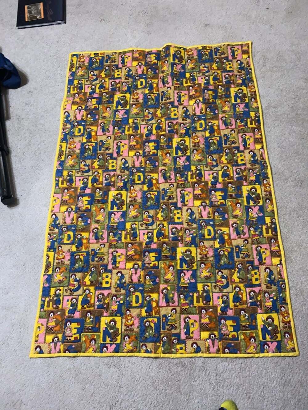 Vintage Raggedy Ann and Andy Alphabet Quilt Blanket